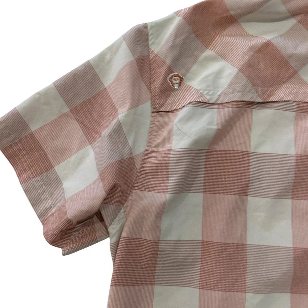 Howler Bros Men's Medium Airwave Shirt Coral Garcia Gingham Fishing Vented Back